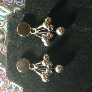 Gold & Silver Hanging Spheres Earrings